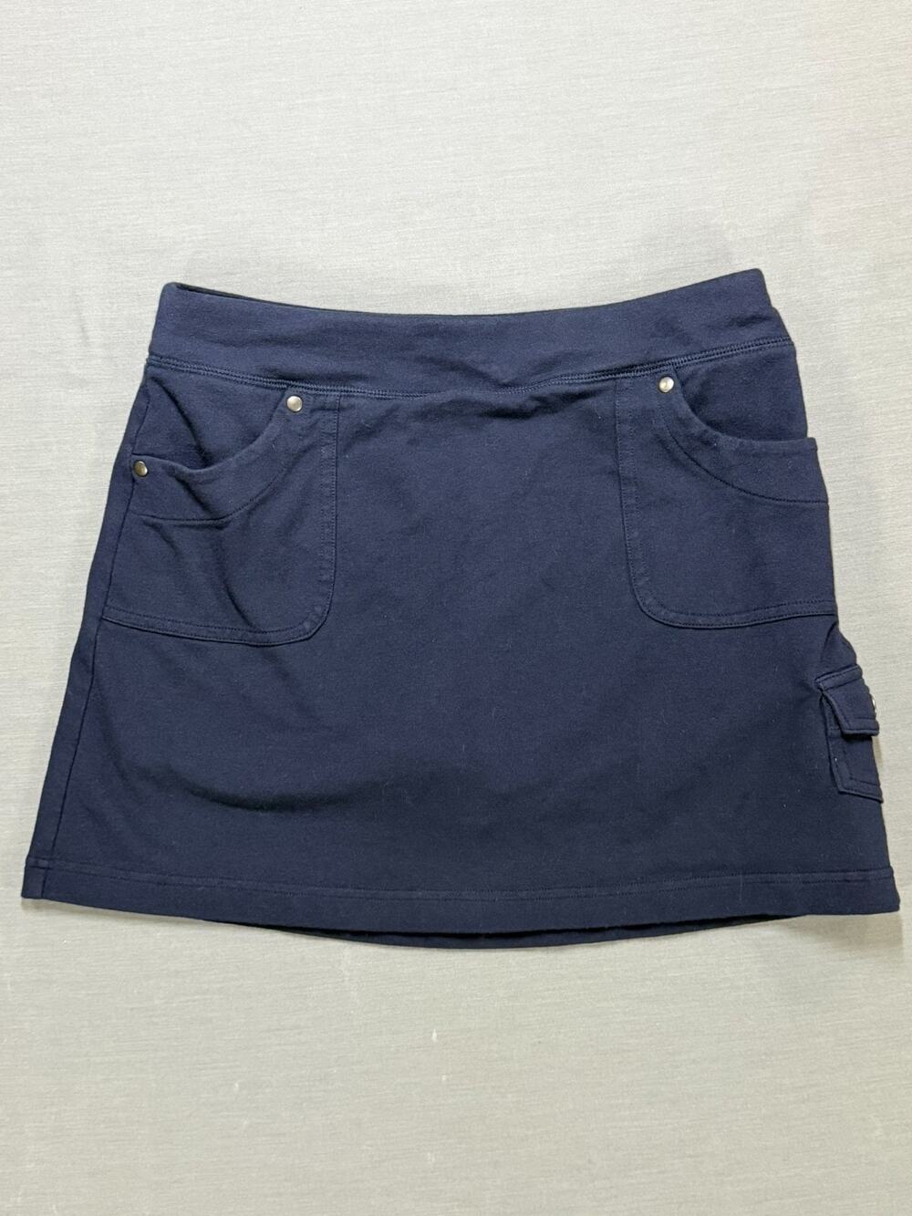 Style & Co Petite PS Navy Blue Pull-On Stretch Cargo Pocket Mini Skirt